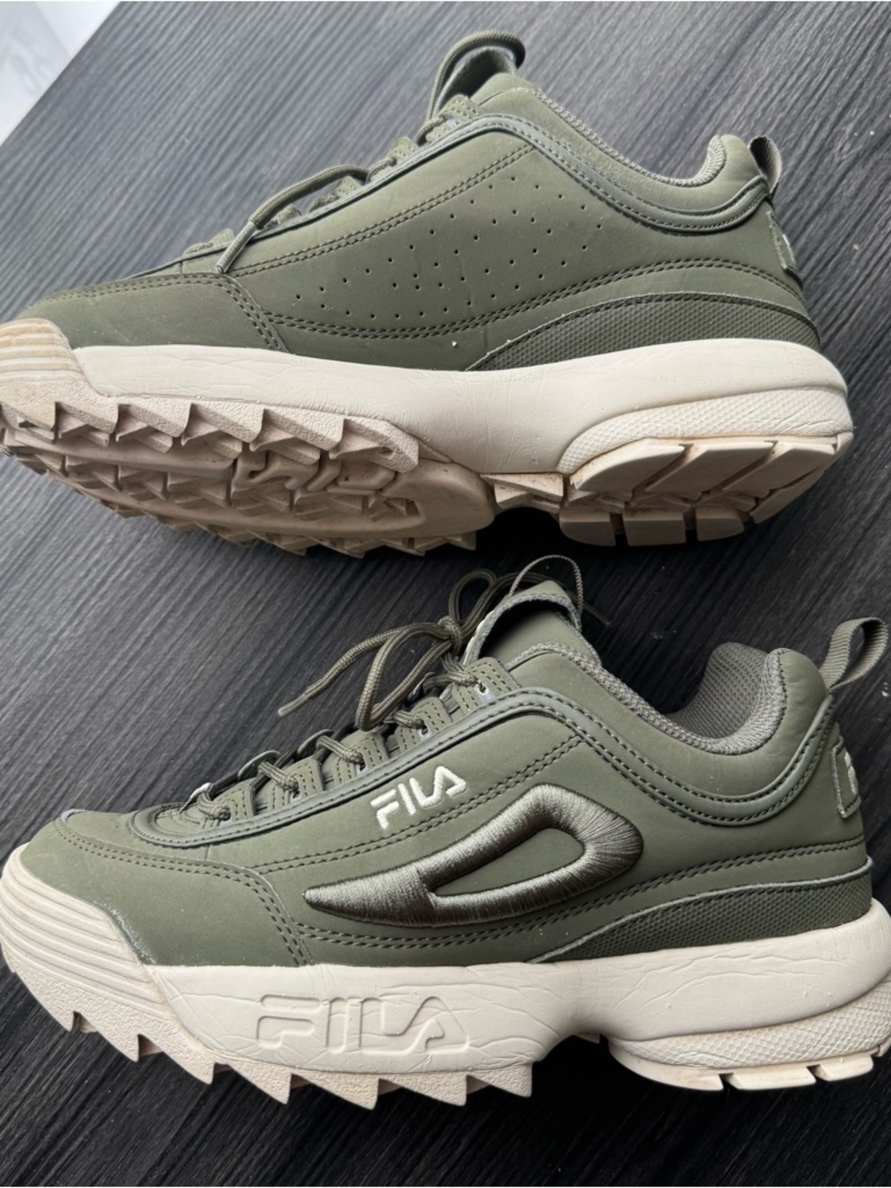 Fila Disruptor 2 Shoes Womens Size 8 Green Leather Chunky Platform Sneakers - Picture 4 of 8